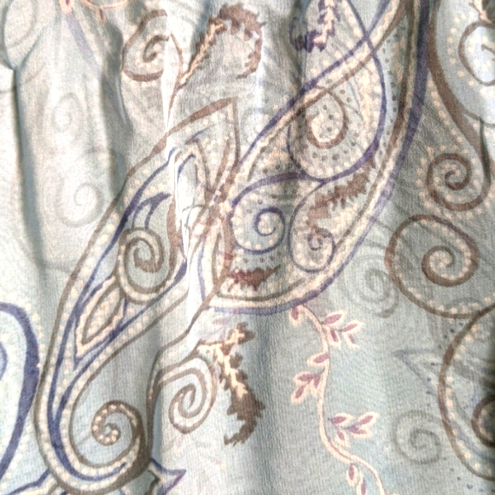 Baby Blue Paisley Neck Scarf with Fringe - Picture 4 of 7